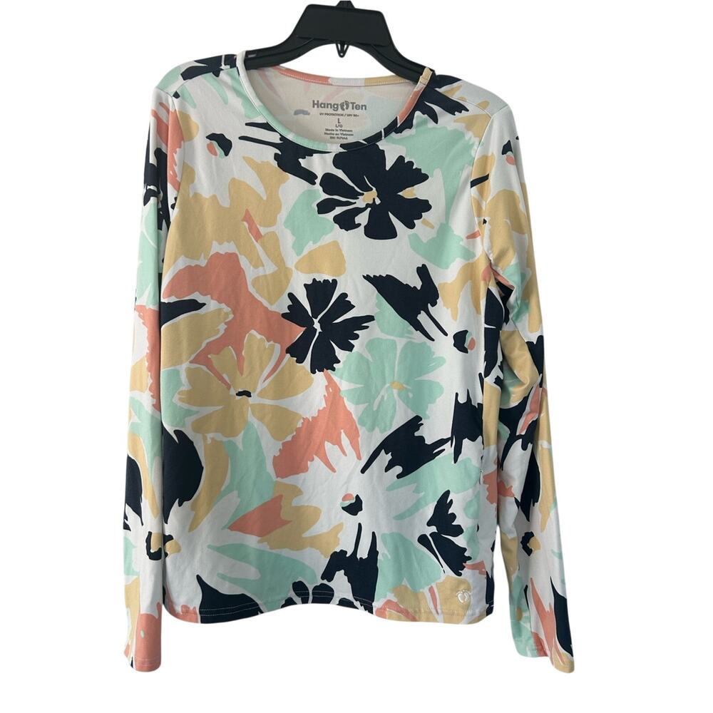 Hang Ten Women’s Floral Long-Sleeve Sun Protection UV 50+ Tee Size L